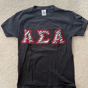 Alpha Sigma Alpha Black T Shirt - Zebra print letters